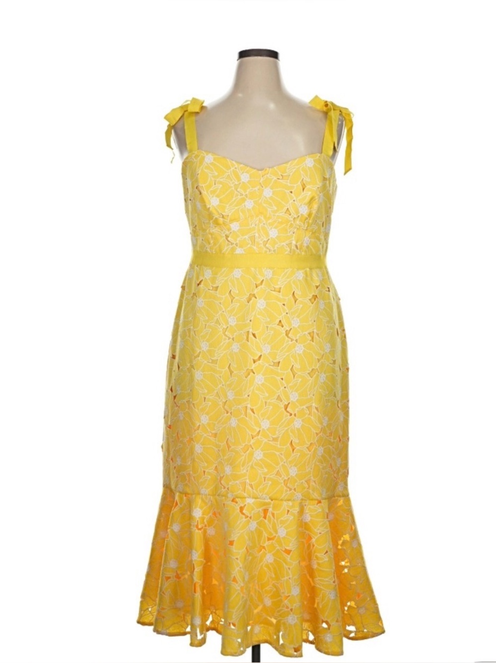 Yellow Floral Tie-Shoulder Sundress